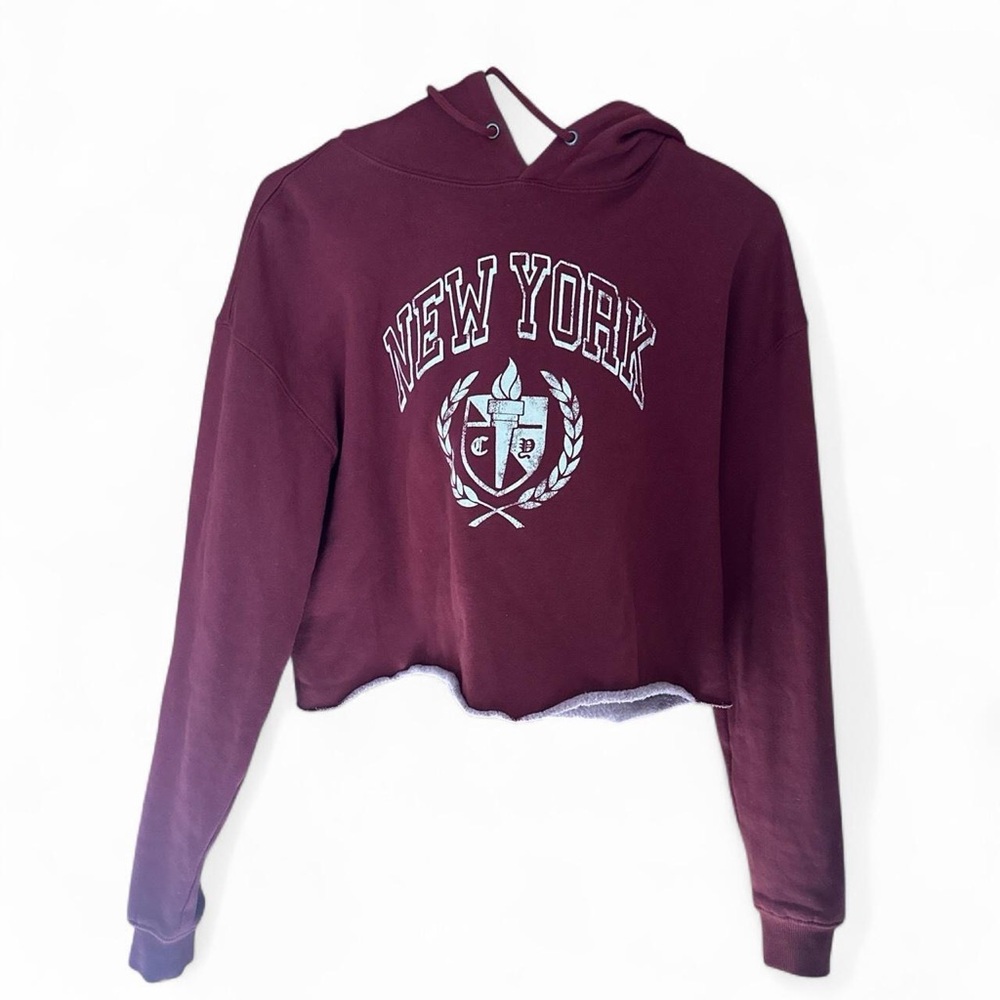 New York Burgundy Hoodie Sweater
